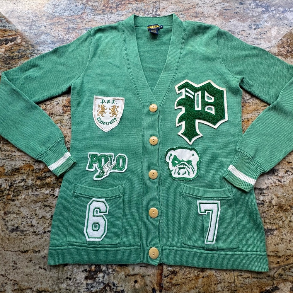 Ralph Lauren Rugby Green Knit Cardigan
